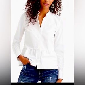 J.CREW STRETCH BUTTON-UP PEPLUM SHIRT